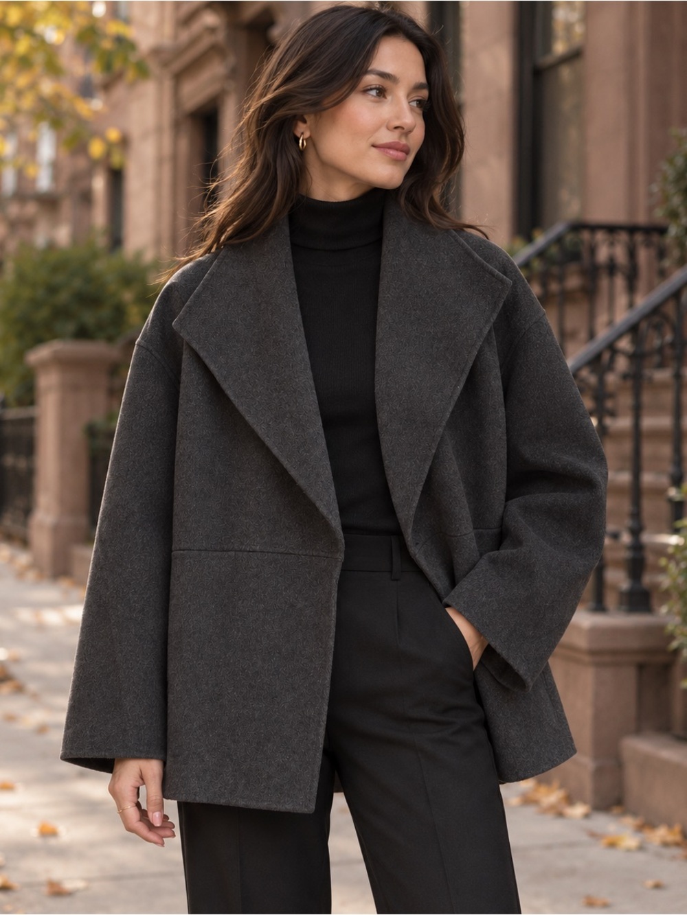 Wool Cashmere Double-Faced Oversized Jacket XS